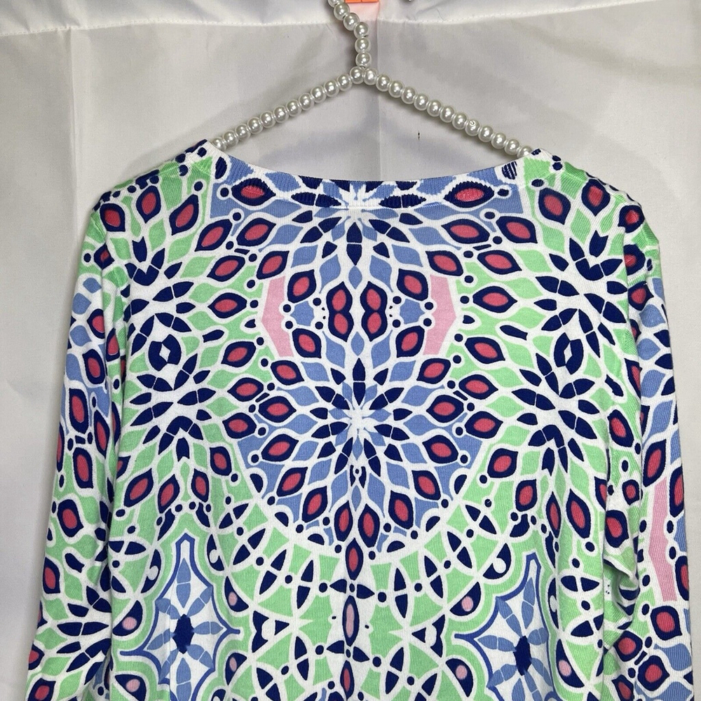 Talbots Womens Cardigan M Multicolor Button Sweater 3/4 Sleeve Artsy Office - Picture 5 of 10